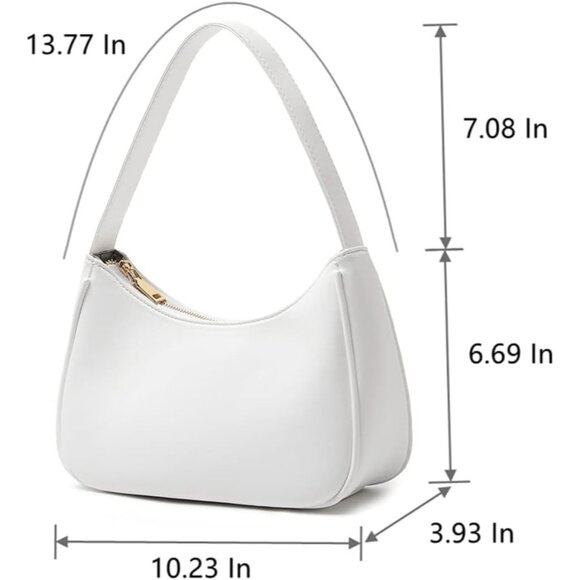 Women White Imported Polyester Leather Zipper Closure Cute Tote Handbag - Picture 2 of 7